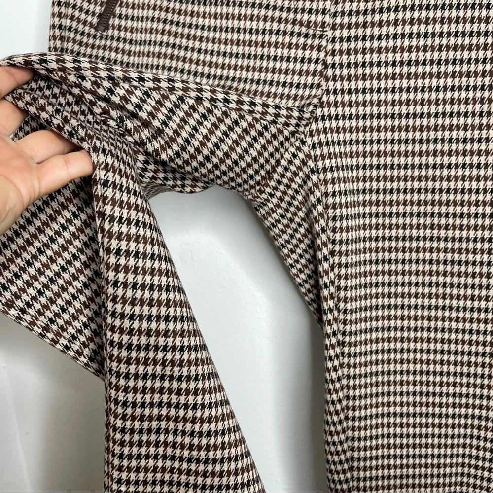 J. McLaughlin Ross Ankle Pants Zipper Pocket Brown Houndstooth Size 8